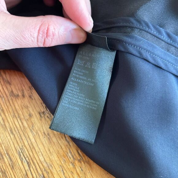 Women's All Saints US‎ 2 / UK 6 Black Silk Albe Dress Faux Wrap Drape - Picture 10 of 12